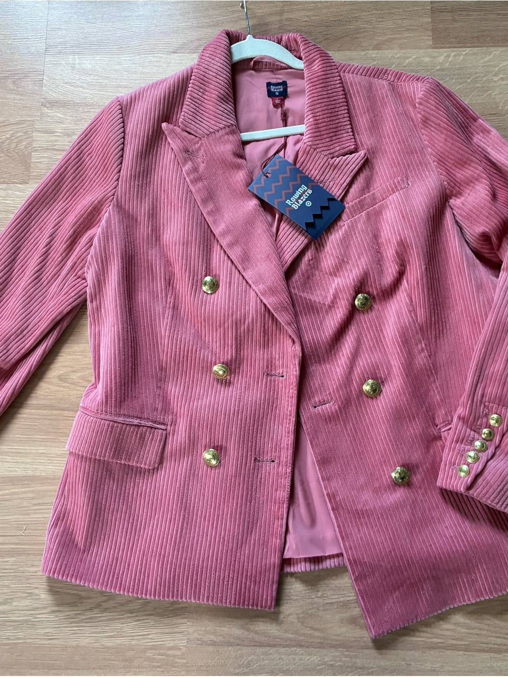 Rowing Blazers + Target - Pink Corduroy Double-Breasted Blazer with Gold Buttons - Picture 4 of 7